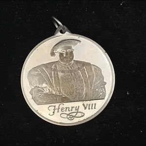 Antique Sterling silver Coin Necklace  Henry 8